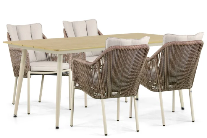 De Laan Projects Laan Marbella/Matale 180 cm dining tuinset 5-delig - Taupe-naturel-bruin