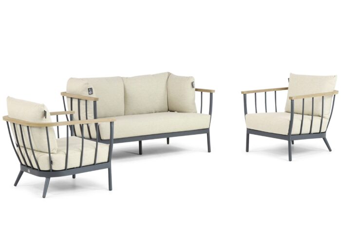 Apple Bee Condor stoel-bank loungeset 3-delig – Grijs-antraciet
