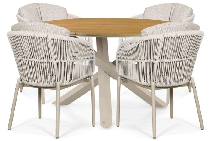 Lifestyle Garden Furniture Monaco/Ancona 125 cm dining tuinset 5-delig – Zand/Beige
