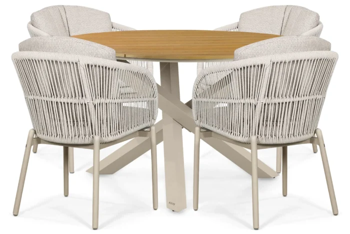 Lifestyle Garden Furniture Monaco/Ancona 125 cm dining tuinset 5-delig - Zand/Beige