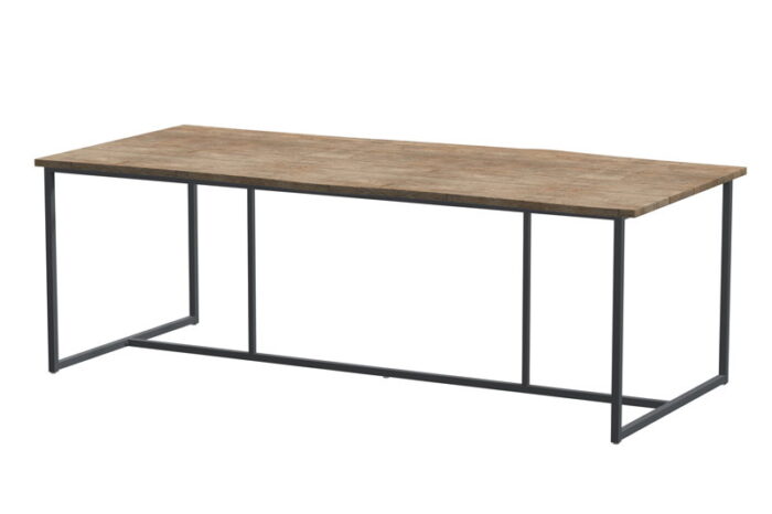 4so Quatro Tafelframe Antracite met Robusto Tafelblad Teak 220 x 95 cm – zwart