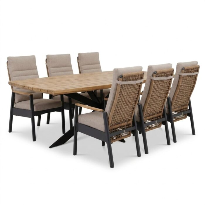 LUX outdoor living Salo/Boston dining tuinset | 6 personen | hardhout + aluminium | 240cm Deens ovaal