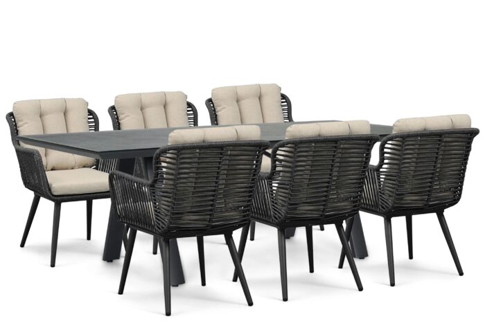 Coco Custa/Monza 230×100 cm dining tuinset 7-delig – Grijs-antraciet