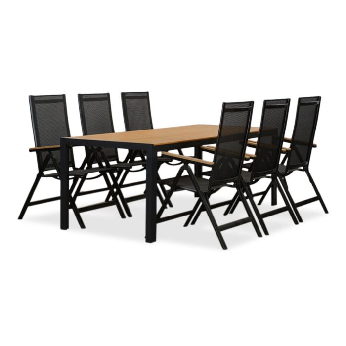 LUX outdoor living Manchester Natural/Norali antraciet dining tuinset | 6 personen | polywood + textileen | 205cm