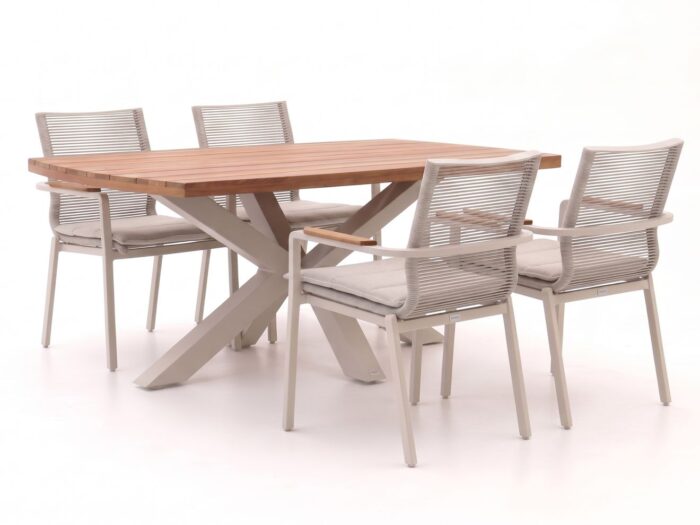 Bellagio tuinmeubelen Marudo/Induno Deens Ovaal 180cm dining tuinset 5-delig stapelbaar – Bruin