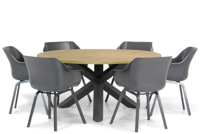 Hartman Sophie element/Rockville 160 cm rond dining tuinset 7-delig – Grijs-antraciet