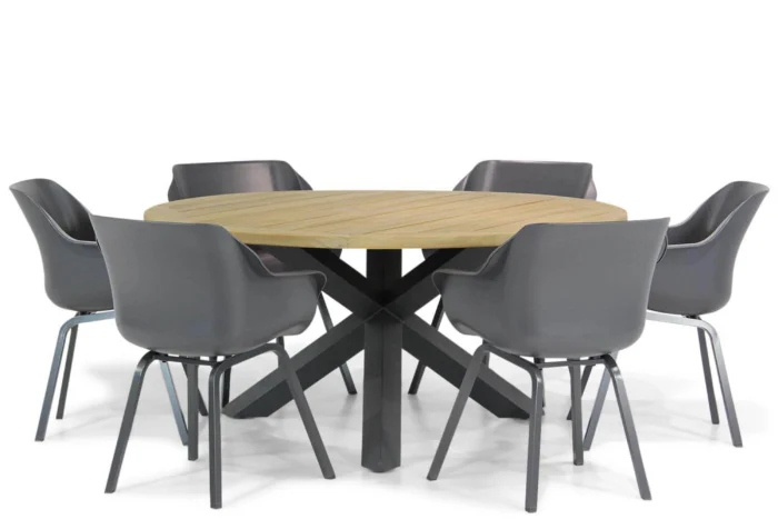 Hartman Sophie element/Rockville 160 cm rond dining tuinset 7-delig - Grijs-antraciet