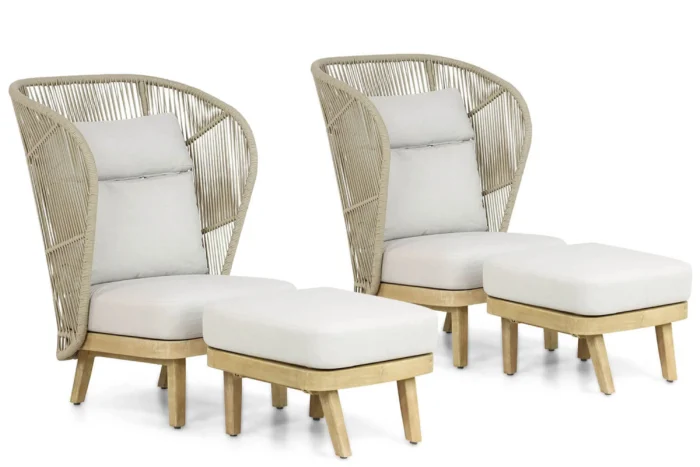 Coco Napoli bistroset 4-delig - Naturel teak