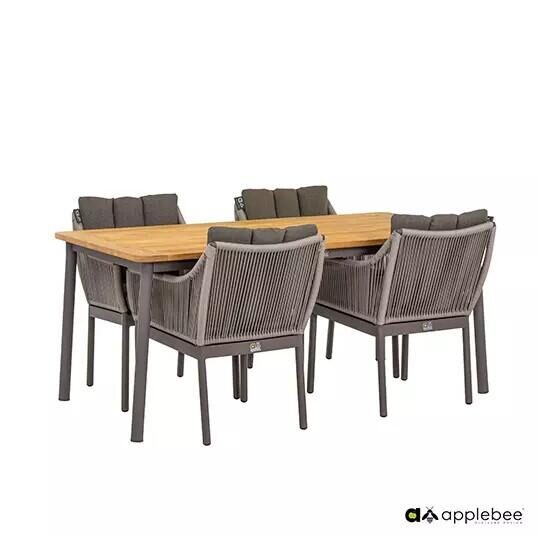 Applebee Bijou Diningset 180x90x76 cm anthracite/gray – tweekleurig