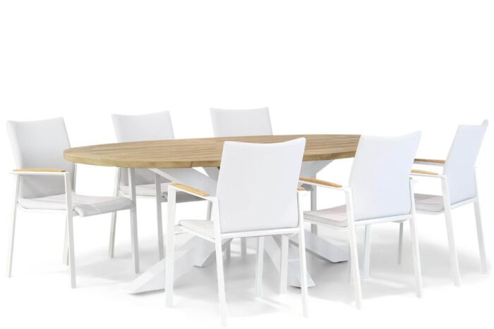 Lifestyle Garden Furniture Brandon/Bradford 240 cm dining tuinset 7-delig – Wit