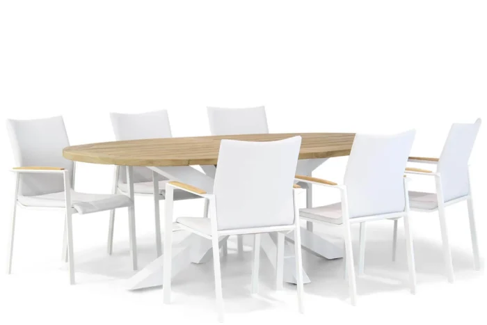 Lifestyle Garden Furniture Brandon/Bradford 240 cm dining tuinset 7-delig - Wit