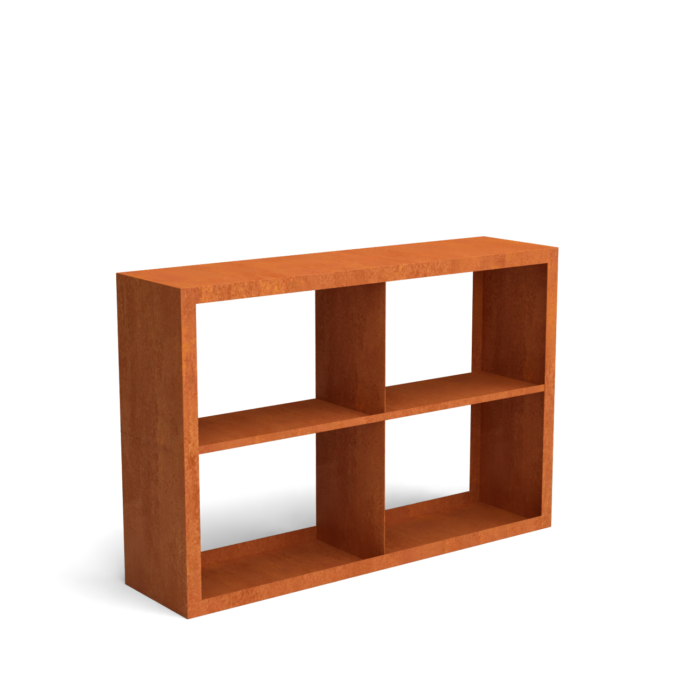 Geroba Egura cortenstaal houtopslag onderverdeling 4 vakken 1500x385x1000 mm – bruin