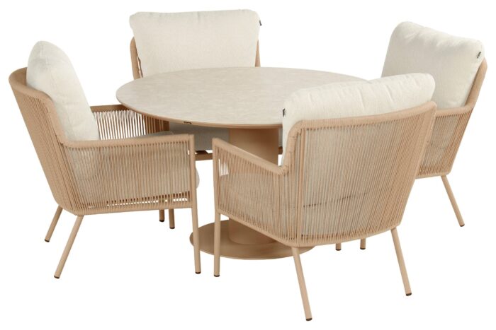 Hartman Zaragoza/Zaragoza 120 cm dining tuinset 5-delig – Taupe-naturel-bruin