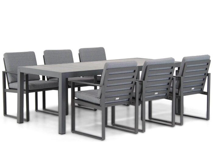 Santika Furniture Zaga/Residence 220 cm dining tuinset 7-delig – Grijs-antraciet