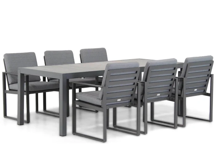 Santika Furniture Zaga/Residence 220 cm dining tuinset 7-delig - Grijs-antraciet