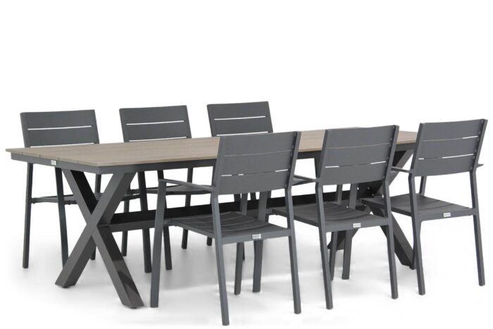 Lifestyle Garden Furniture Stella/Forest 240 cm dining tuinset 7-delig – Grijs-antraciet