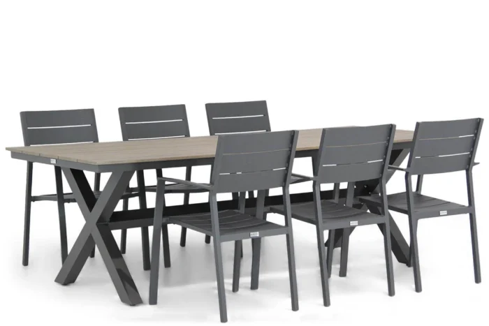 Lifestyle Garden Furniture Stella/Forest 240 cm dining tuinset 7-delig - Grijs-antraciet