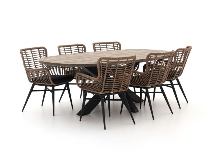Intenso Furniture Asti/Rough-Y Ellips 240cm dining tuinset 7-delig – Grijs