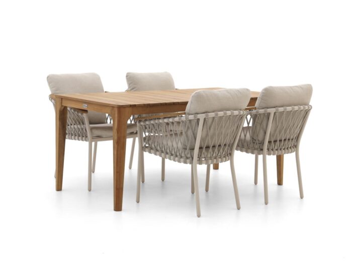 Bellagio tuinmeubelen Birgi Novo/Bruca 170cm dining tuinset 5-delig stapelbaar – Taupe