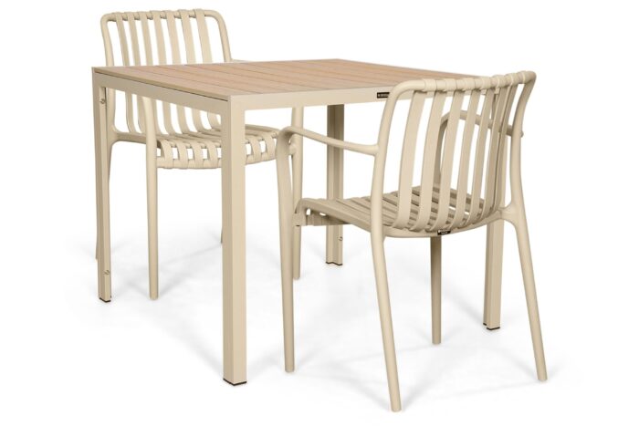 Domani Furniture Alba/Creta 90×90 cm dining tuinset 3-delig – Zand/Beige