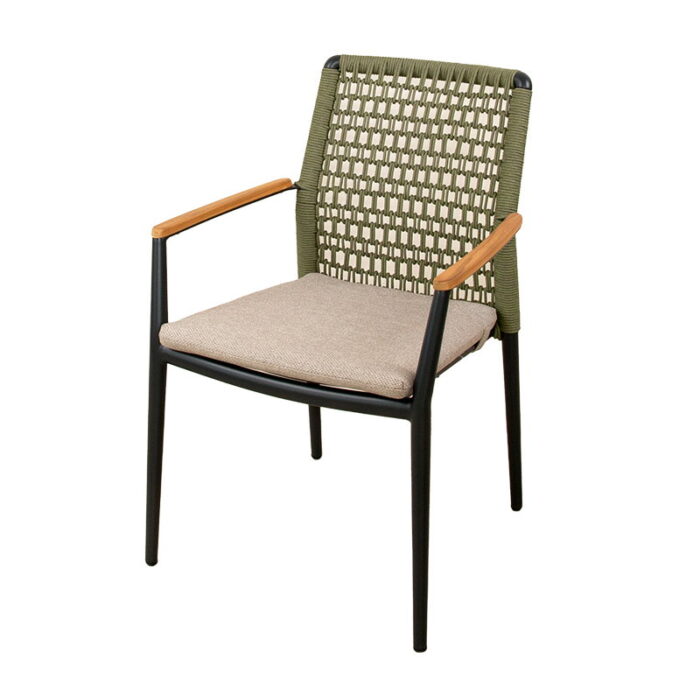 Oosterik home Masonville dining stoel midnight grey forest green – beige;grijs