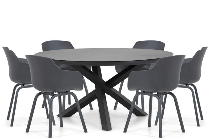 Lifestyle Garden Furniture Salina/Livorno 150 cm dining tuinset 7-delig – Grijs-antraciet