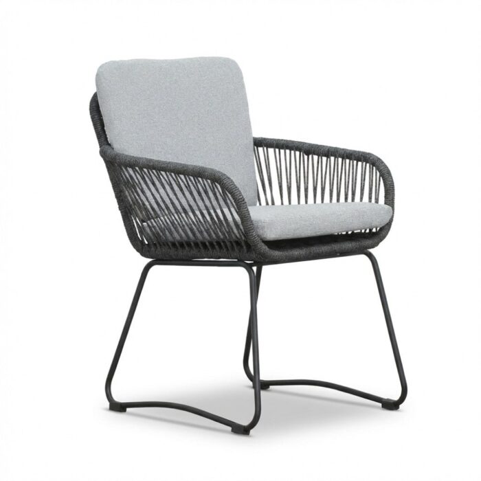BUITEN living Harper dining tuinstoel | touw + rvs | Stone Grey – Grijs
