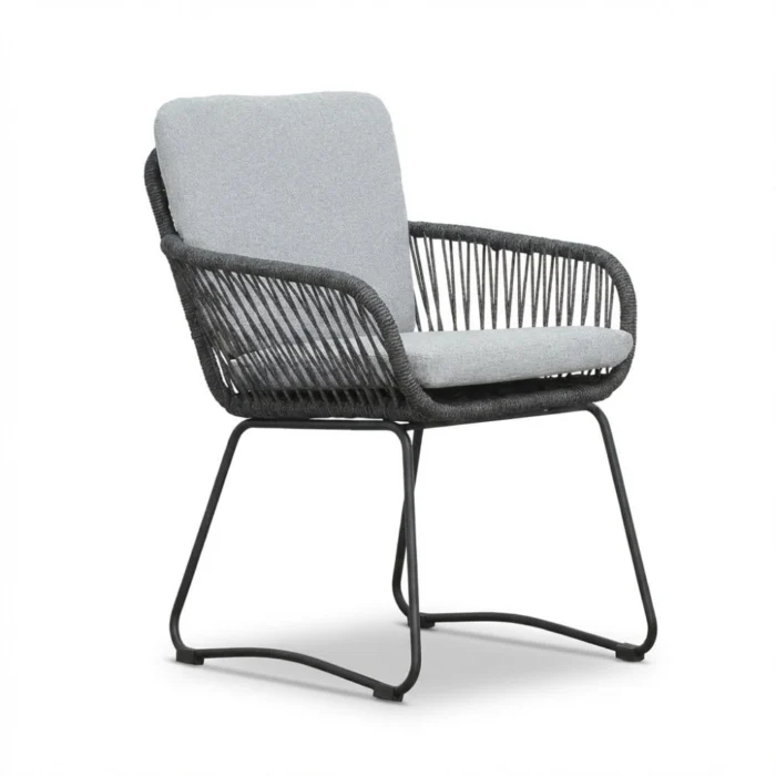 BUITEN living Harper dining tuinstoel | touw + rvs | Stone Grey - Grijs