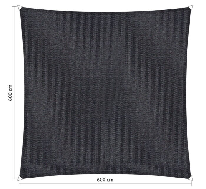 Shadow comfort Vierkant schaduwdoek 6,00×6,00 m Carbon Black – grijs;zwart