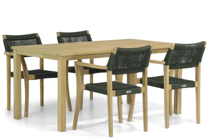 Lifestyle Garden Furniture Dallas/Weston 160 cm dining tuinset 5-delig – Groen