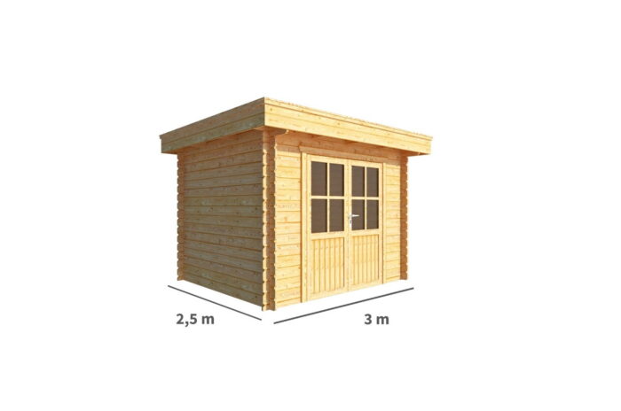 Warentuin collection Blokhut, tuinhuisje Lisa-Lisanne 300 cm bij 250 cm diep plat dak – bruin