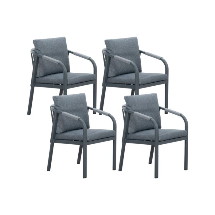 LUX outdoor living Calgary dining tuinstoel set van 4 | touw + aluminium | antraciet