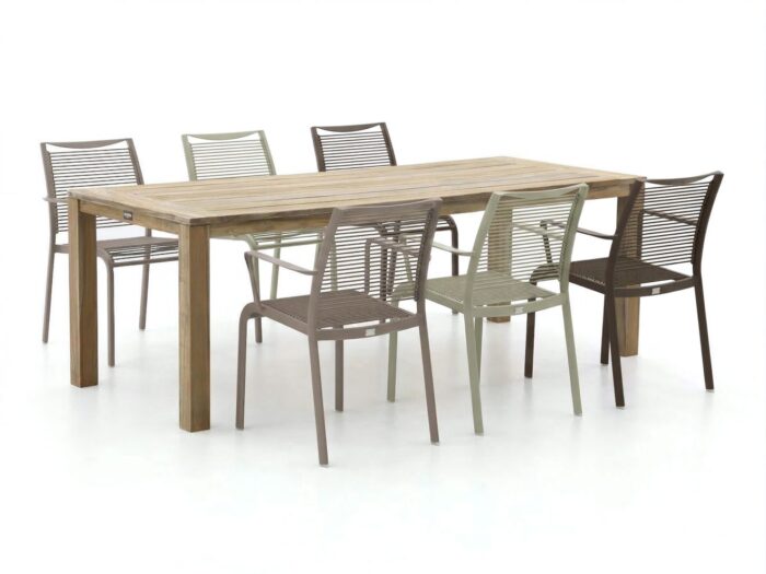 Apple Bee Hawaii/ROUGH-S 220cm dining tuinset 7-delig stapelbaar Laagste prijsgarantie! – Bruin