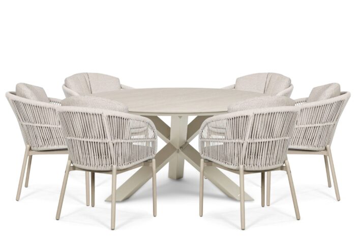 Lifestyle Garden Furniture Monaco/Xento 150 cm dining tuinset 7-delig – Zand/Beige