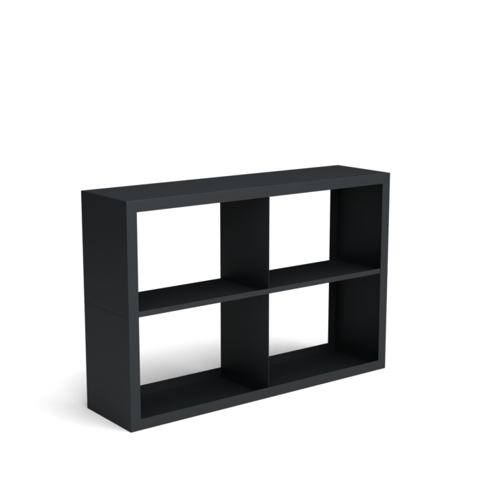Geroba Beltza zwarte houtopslag onderverdeling 4 vakken 1500x385x1000 mm – zwart