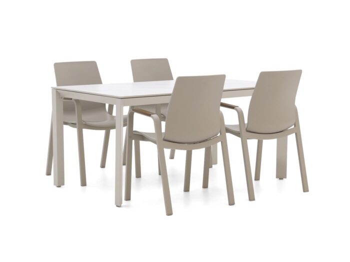 Hartman tuinmeubelen Hartman Flow/Sestino 160cm dining tuinset 5-delig Laagste prijsgarantie! – Taupe