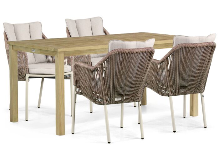 De Laan Projects Laan Marbella/Weston 160 cm dining tuinset 5-delig – Taupe-naturel-bruin