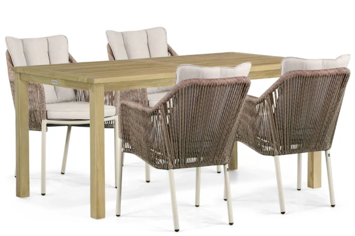 De Laan Projects Laan Marbella/Weston 160 cm dining tuinset 5-delig - Taupe-naturel-bruin
