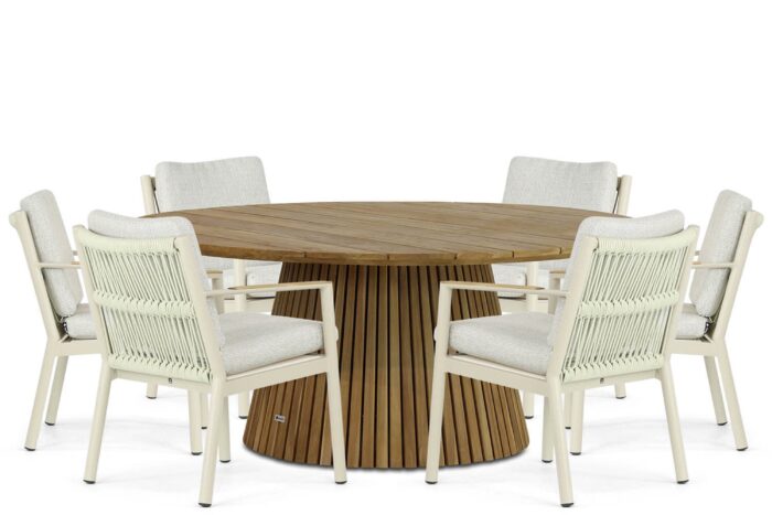 Coco Sevilla/Fungo 180 cm dining tuinset 7-delig – Taupe-naturel-bruin