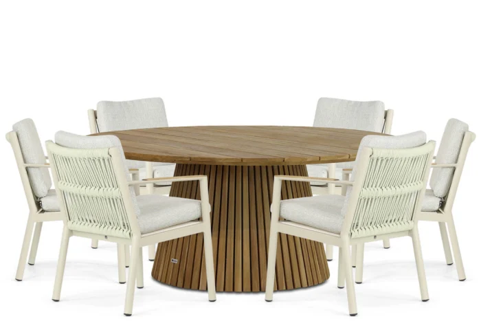 Coco Sevilla/Fungo 180 cm dining tuinset 7-delig - Taupe-naturel-bruin