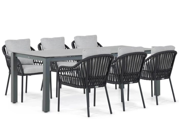 Coco Puerto/Yoko 220 cm dining tuinset 7-delig – Grijs-antraciet