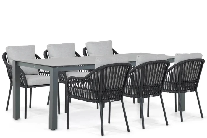 Coco Puerto/Yoko 220 cm dining tuinset 7-delig - Grijs-antraciet