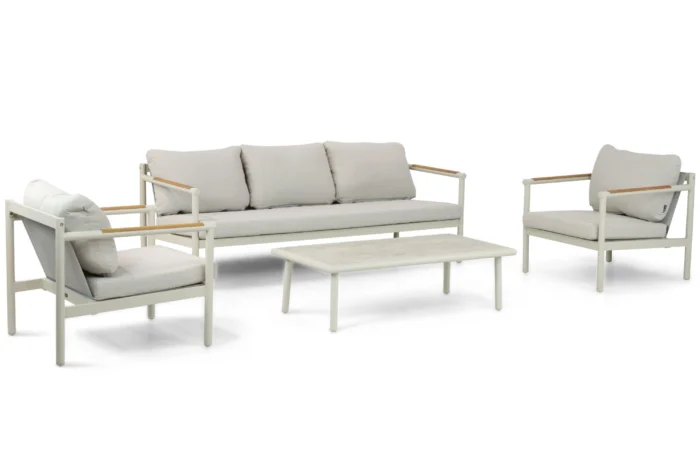 Lifestyle Garden Furniture Norte stoel-bank loungeset 4-delig - Taupe-naturel-bruin