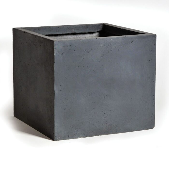 Mcollections Bloembak Kubus lood 23 x 23 cm Mc light Fiberclay clayfibre – grijs