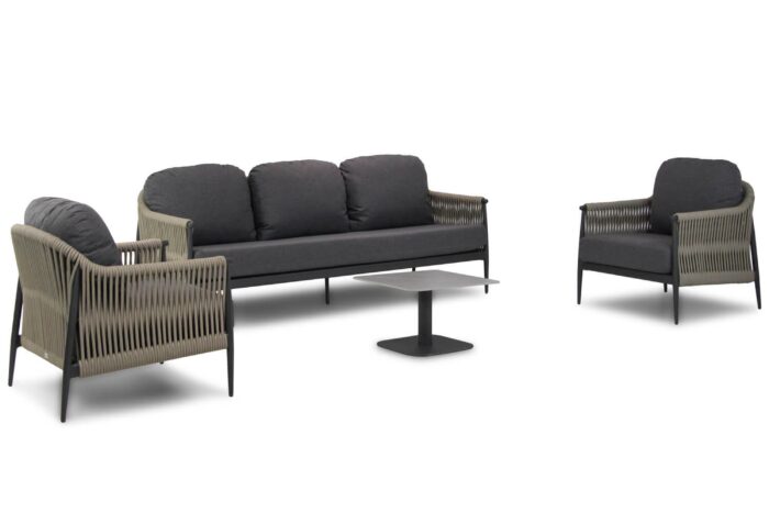 Coco Lucia/Ralph 60 cm stoel-bank loungeset 4-delig – Taupe-naturel-bruin