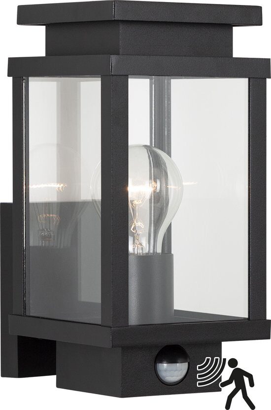 Ks verlichting Boston lamp met sensor zwart K.S. Verlichting