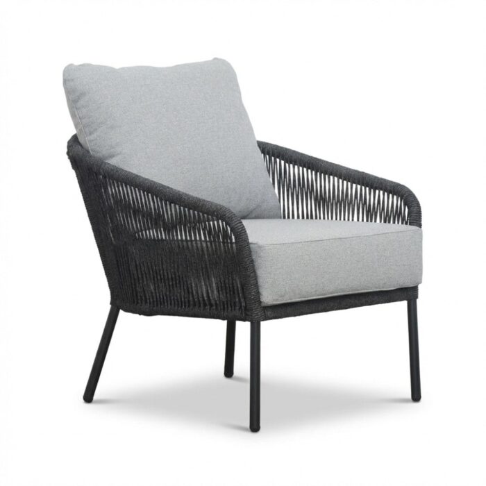BUITEN living Mara low dining tuinstoel | touw + aluminium | Stone Grey – Grijs