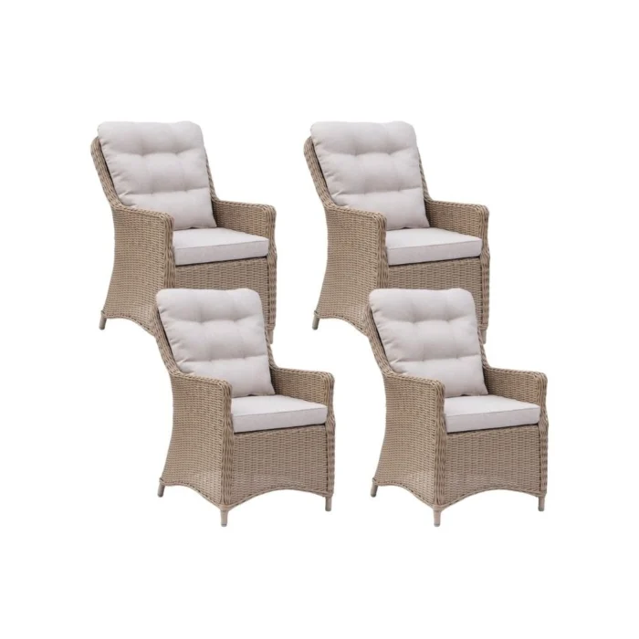 Denza Furniture Madrid dining tuinstoel set van 4 | wicker | Royal Sand - Zand
