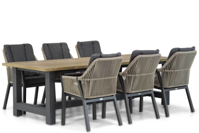 Lifestyle Garden Furniture Verona/San Francisco dining tuinset 7-delig – Taupe-naturel-bruin