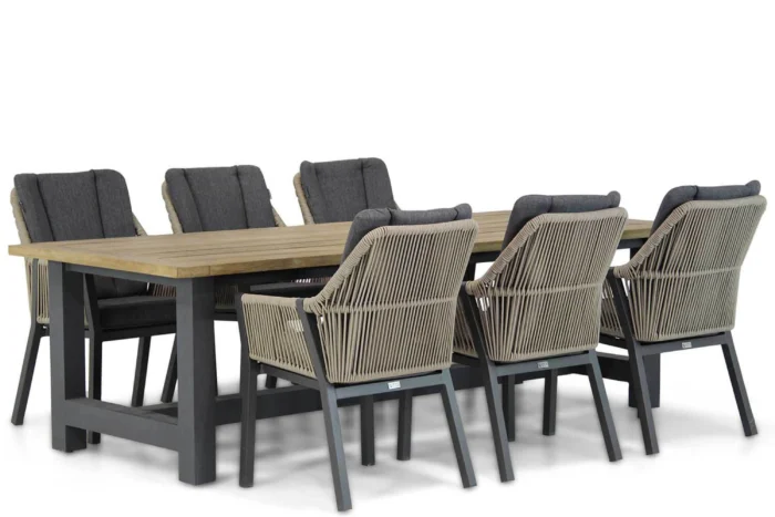 Lifestyle Garden Furniture Verona/San Francisco dining tuinset 7-delig - Taupe-naturel-bruin